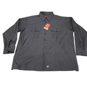 Red Kap Rip Stop Work Shirt Men's 2XL Gray Chest Pocket Durable Button Down